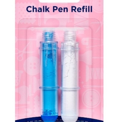 Recarga Hemline para marcador de giz azul e branco em embalagem rosa.