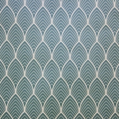 Papel de parede azul com padrão geométrico branco