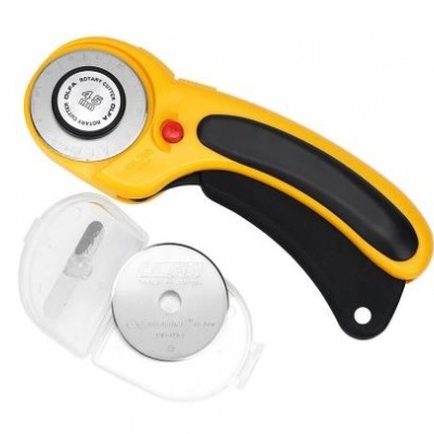 Roleta cortadora rotativa amarela e preta com estojo para disco