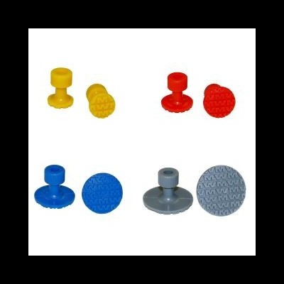 Quatro carimbos de silicone coloridos com texturas diferentes