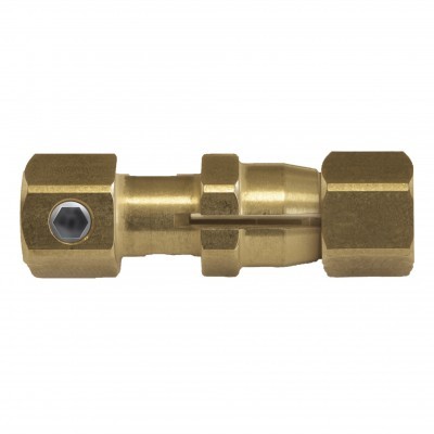 Conector metálico dourado com parafuso