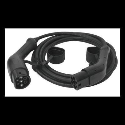 Cabo de carregamento para veículo elétrico preto com conectores e seis pinos