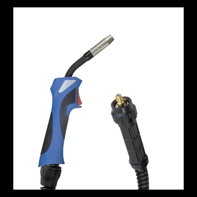Maçarico de soldadura azul e preto com conector preto