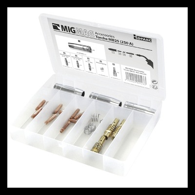 Conjunto de acessórios MIGMAG para tocha MB25 (250 A) em caixa transparente