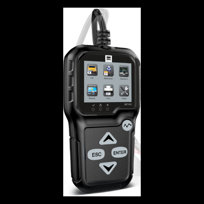 Dispositivo eletrônico preto com ecrã colorido e botões de controle