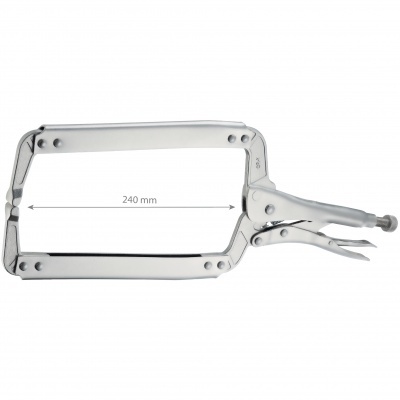 Prensa de aperto metálica prateada com comprimento 240 mm