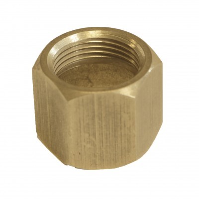 Porca hexagonal metálica dourada com rosca interna