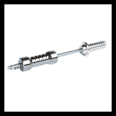 Espiga metálica prateada para fixação sobre fundo branco