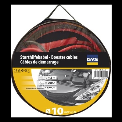 Conjunto de cabos de arranque Starthilfekabel Booster cables Câbles de démarrage em embalagem redonda preta e amarela