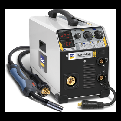 Máquina de soldar GYS EASYMIG 160 com pistola azul e preta