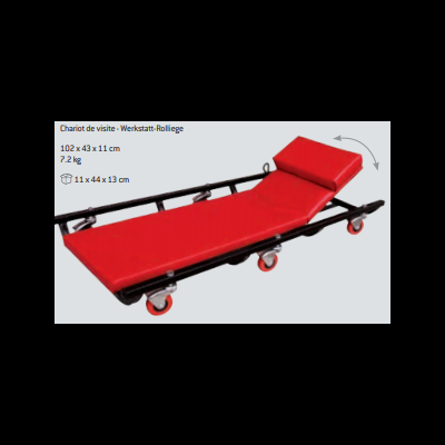 Cama de oficina móvel com colchão vermelho e rodas