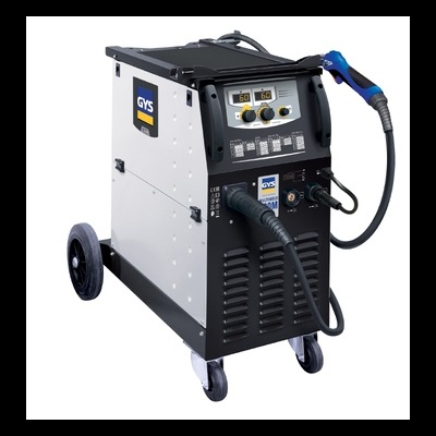 Máquina de soldar portátil GYS com rodas e painel de controle