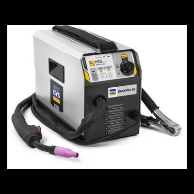 Máquina de soldar portátil cinzenta e preta GYS EASYMIG 85 com cabos