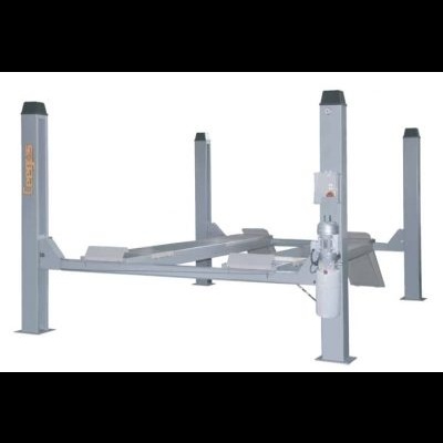 Elevador automóvel metálico de quatro colunas cinzento