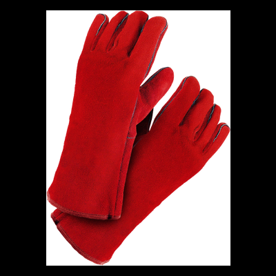Par de luvas longas vermelhas de nobuck ou camurça