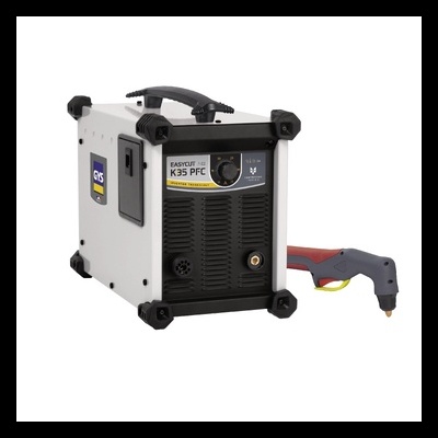 Máquina de soldar Easycut K35 PFC branca e preta com pistola de soldadura