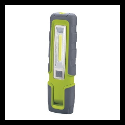 Lanterna portátil verde e cinza com botão quadrado