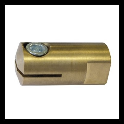 Cilindro metálico dourado com parafuso prateado e ranhura fina