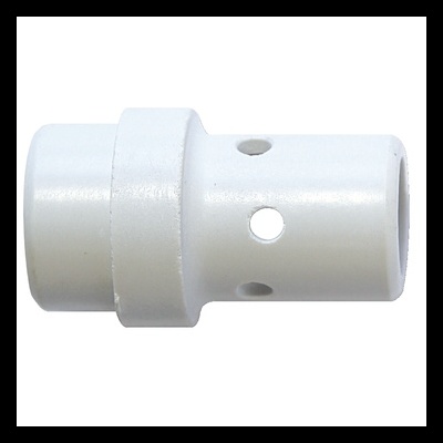 Conector branco cilíndrico em plástico com três orifícios