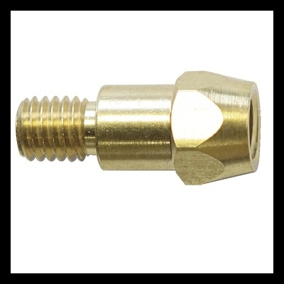 Peça metálica em latão com rosca e cabeça sextavada