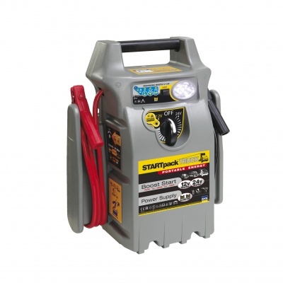 Carregador portátil STARTpack TRUCK cinza com cabos vermelho e preto