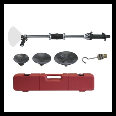 Kit de ferramentas para desamassar carros com barra de ferro, acessórios de borracha preta e mala vermelha