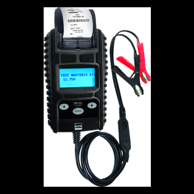 Dispositivo portátil PBT 824 com impressora e cabos de teste de bateria.