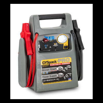 Dispositivo portátil GYSpack PRO cinzento com cabos e manómetro