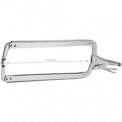 Alicate de pressão de metal cromado prateado com mandíbula curva ajustável e medida 410 mm