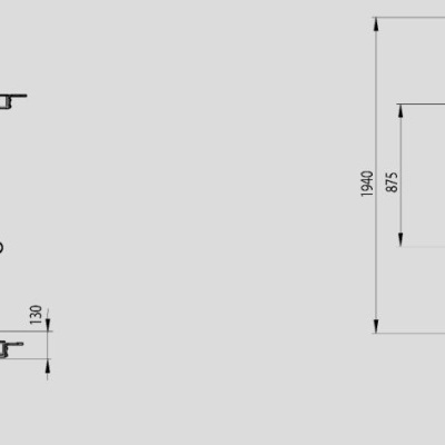 Desenho técnico da prancha de passar roupa articulada com dimensões em milímetros