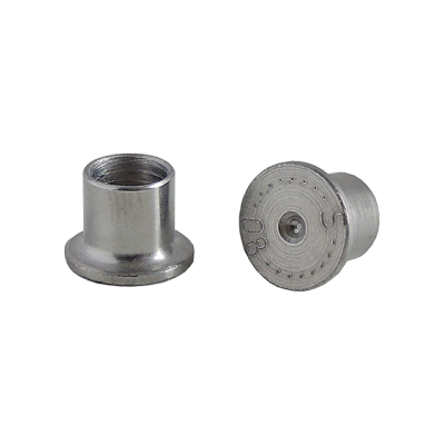 Porcas ciegas metálicas prateadas com gravação 08