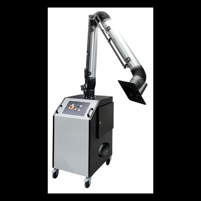 Máquina industrial com braço articulado e extrator preto