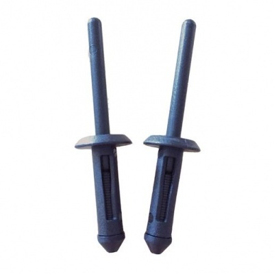 Par de rebites de plástico preto com haste longa e extremidade cónica