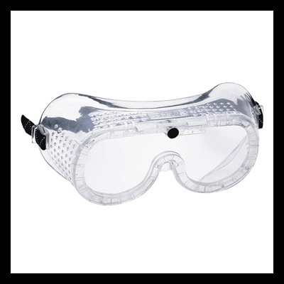 Óculos de proteção transparentes em plástico com correia preta