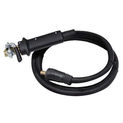 Cabo para soldadura preto com pega de borracha e conector metálico