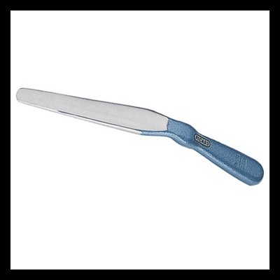 Faca de cozinha com lâmina prateada e cabo azul com marca PICARD