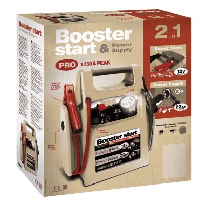 Embalagem de Booster Start & Power Supply PRO 1750A pico 12V 22Ah com cabos de bateria