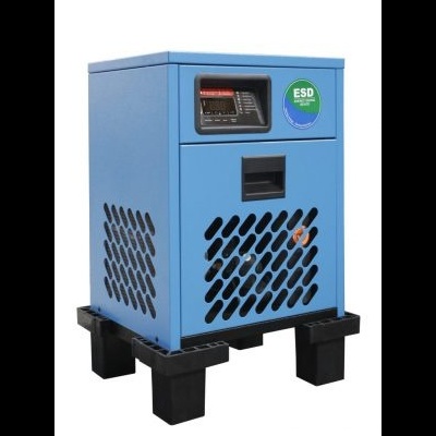 Aparelho azul com painéis de ventilação e visor digital