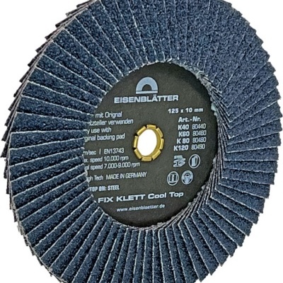 Roda abrasiva EISENBLÄTTER azul com detalhes técnicos no centro preto