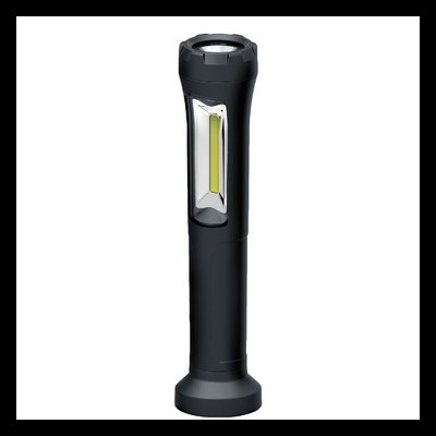 Lanterna portátil preta com luz LED amarela