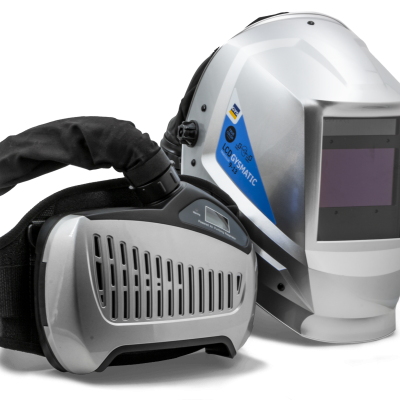 capacete de soldador com filtro automático e sistema de ventilação portátil