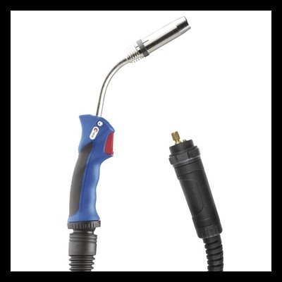 tocha de soldadura MIG azul e preto com cabo e conector