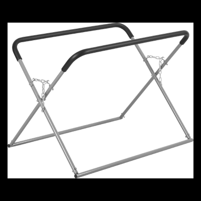 Estrutura metálica dobrável de suporte cinza e preto