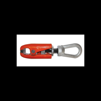 Ferramenta tipo maxilar vermelha e prateada com mola em fundo branco