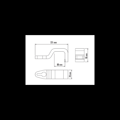 Desenho técnico de peça metálica com dimensões em mm