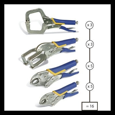 Conjunto de 16 grampos de pressão metálicos com punhos azuis e amarelos