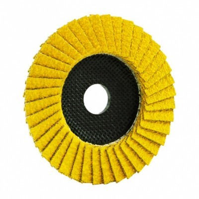 Disco abrasivo de flap amarelo com centro preto para lixamento