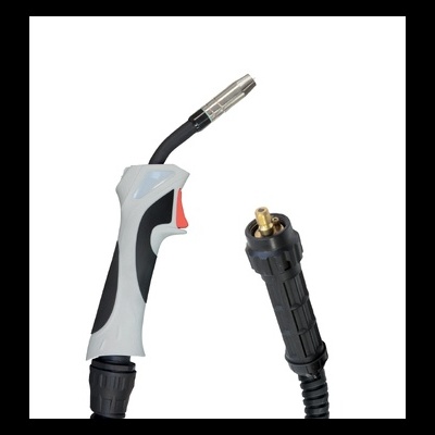 Gatilho de maçarico de soldar cinza e preto com cabo e terminal metálico