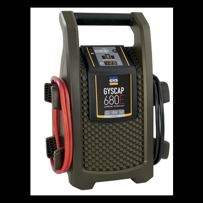 Carregador de bateria GYSCAP 680E da marca GYS com cabos vermelho e preto