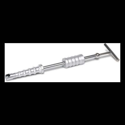 Ferramenta metálica prata com cabo em forma de barra e topo em T